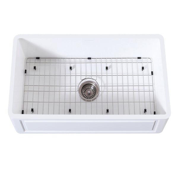 Gourmetier KGKFA331810LD 33" x 18" SGL Bowl Farmhouse Kitchen Sink, Drain & Rack KGKFA331810LD - main
